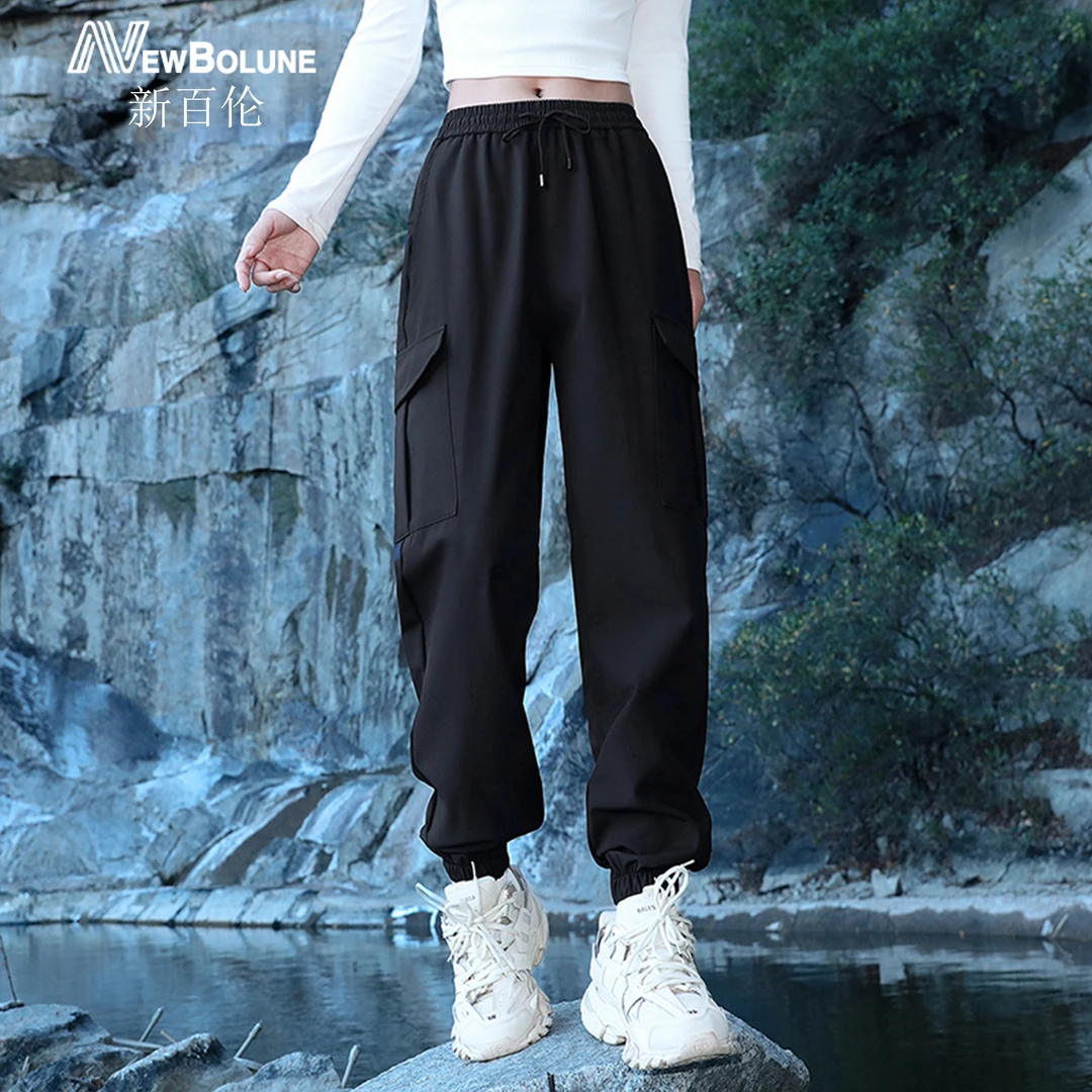 新百伦休闲裤男女弹力纯色薄款户外透气运动工装裤宽松百搭束脚裤