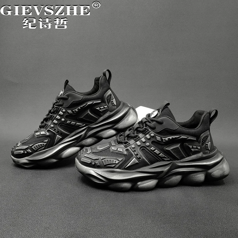 纪诗哲男鞋厚底百搭休闲鞋潮流舒适个性运动鞋男士透气轻便老爹鞋