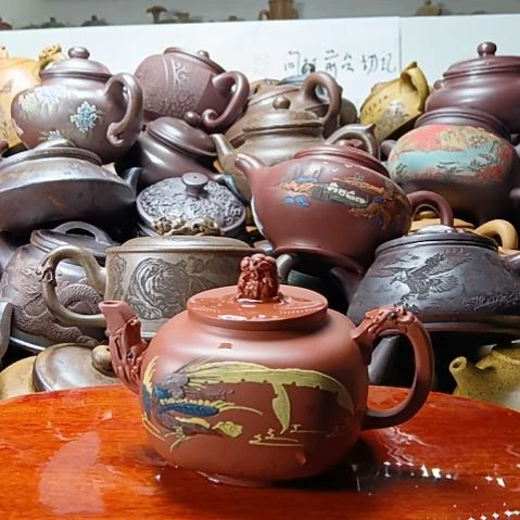 茶壶紫砂宜兴原矿红皮龙柴烧手工320cc紫砂壶