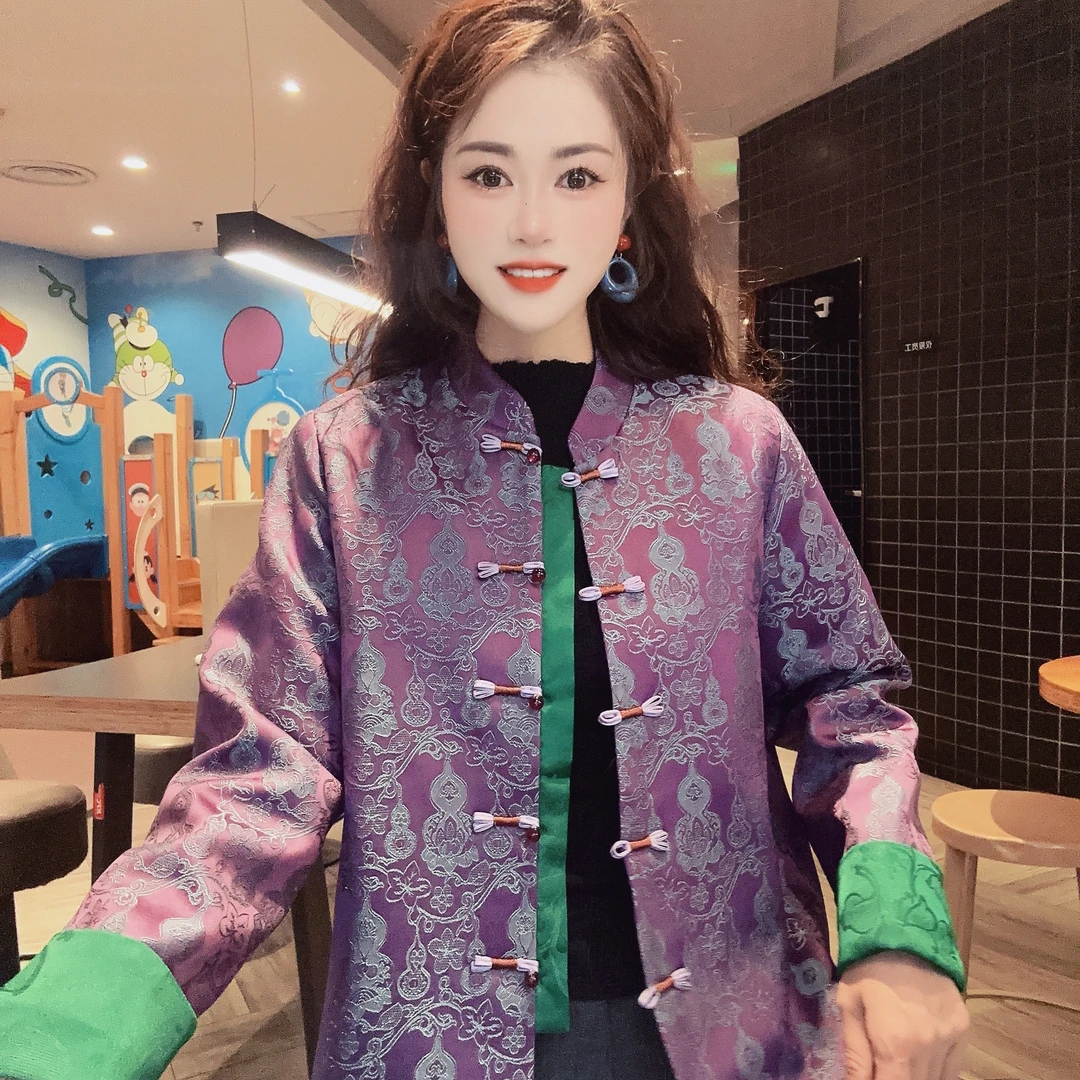 【紫宸】高级感新中式国风人丝葫芦提花夹棉2025秋新款上衣XYX