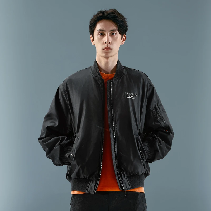 李宁男子冬运动时尚系列宽松型棉服保暖舒适时尚百搭AJMU185-B品
