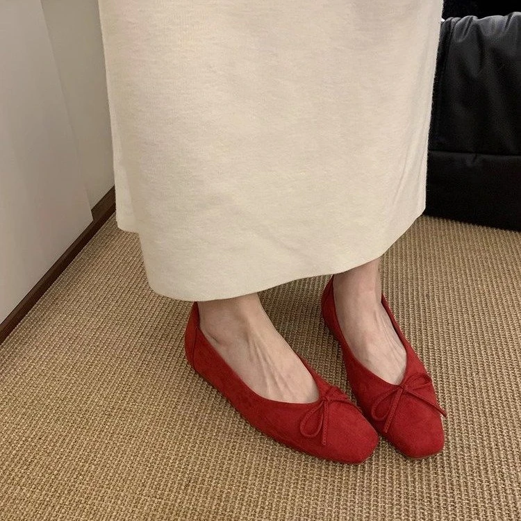 2025新款百搭软底单鞋温柔豆豆鞋蝴蝶结复古芭蕾舞平底鞋春夏新款