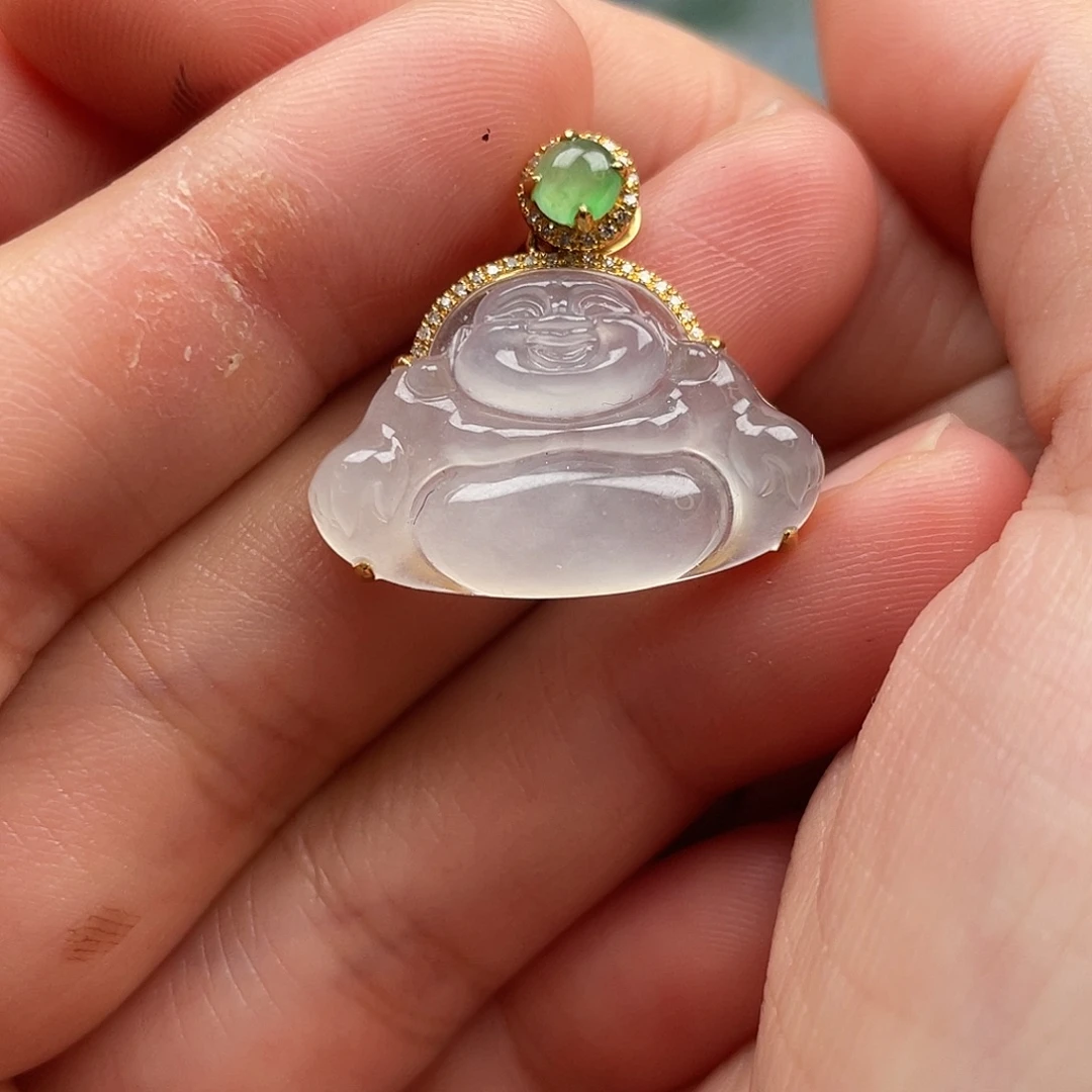 翡翠18K金镶嵌吊坠(不含链)