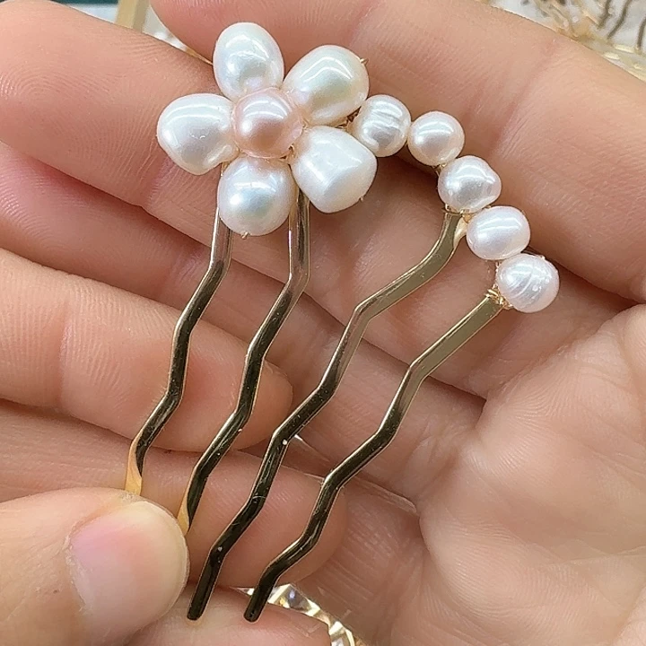 淡水珍珠发饰银S925镶嵌