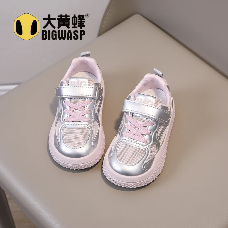 大黄蜂女童鞋子4-12岁网面运动鞋2025秋季儿童透气软底休闲鞋防滑