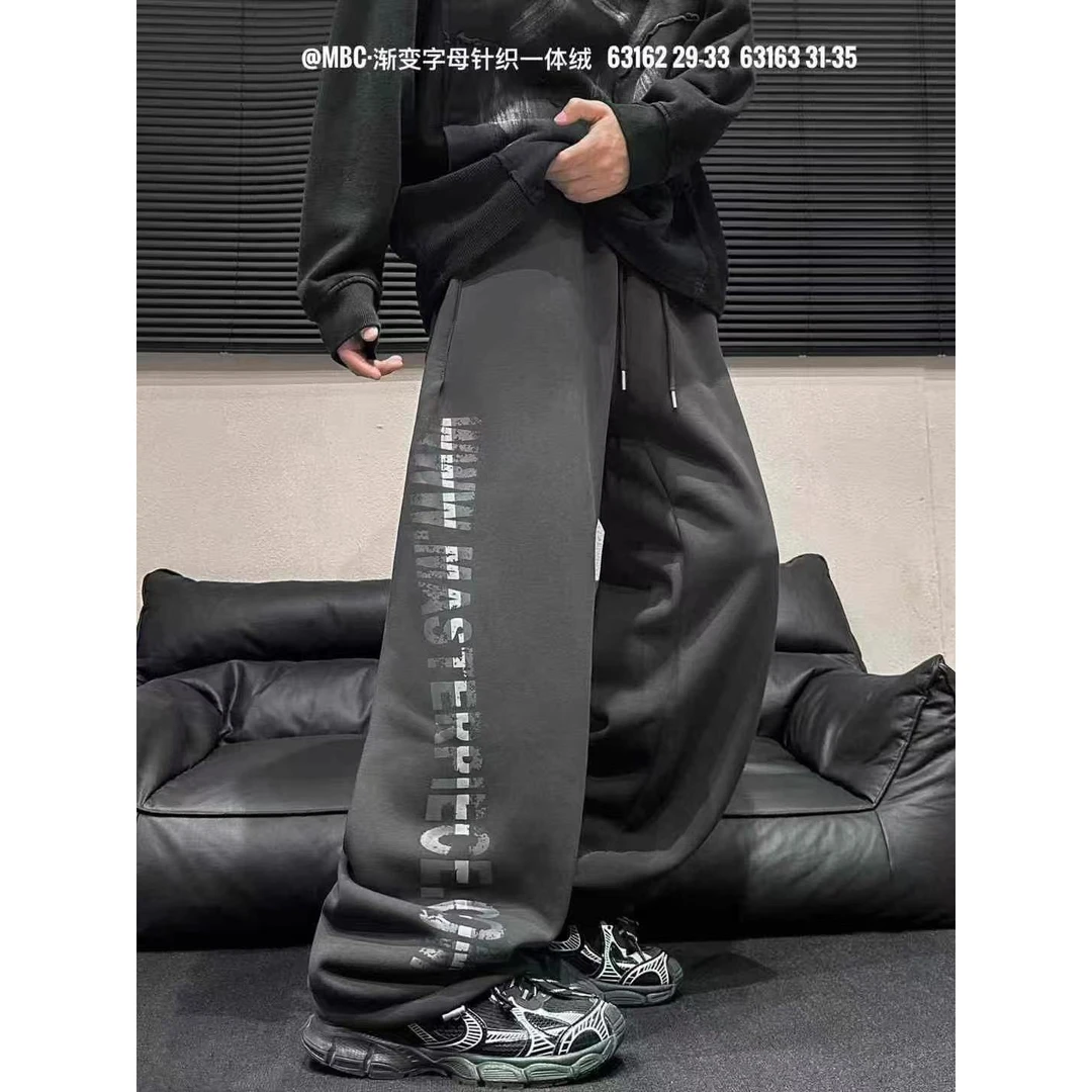 【63162-深灰色】青少年秋冬加绒款运动卫裤