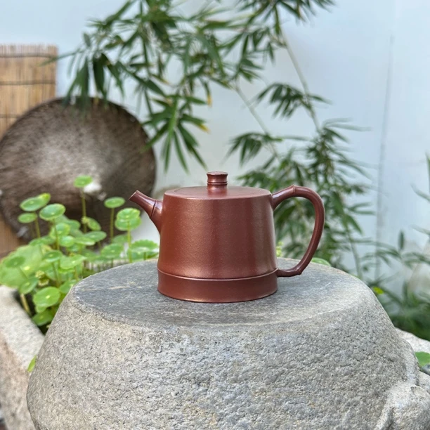 明贤山坊【紫泥竹段】120cc左右原矿纯料紫泥潮州手拉壶全手工