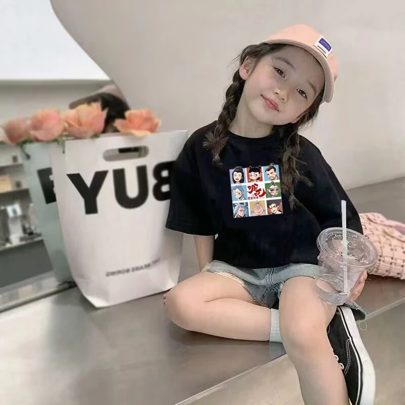 哪吒敖丙新款夏季耐磨圆领春秋纯棉中小童男女童宝宝短袖t恤上衣