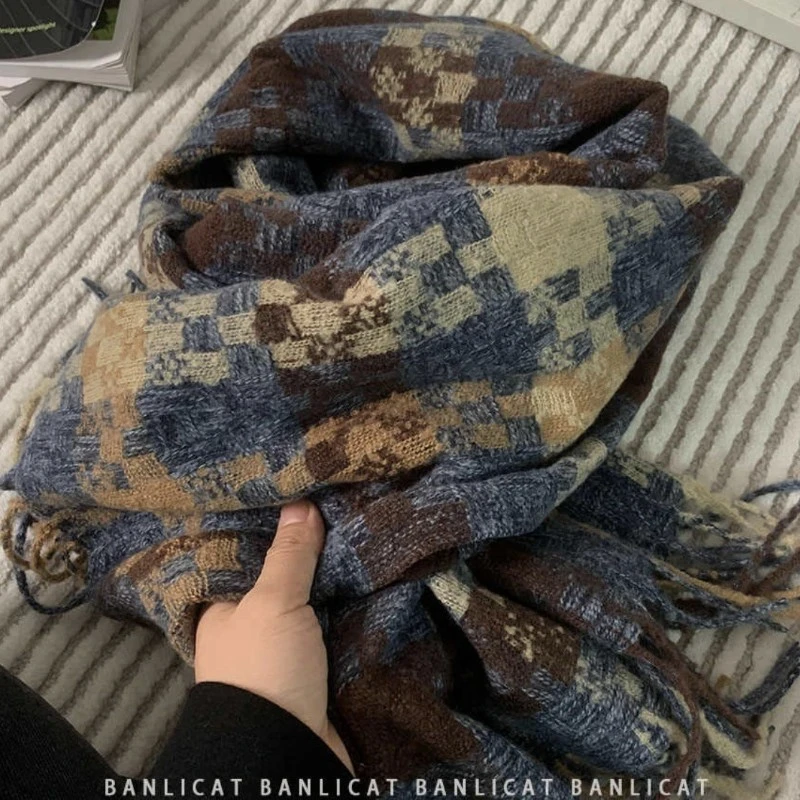 格纹流苏围巾2025新款秋冬韩系氛围感加厚披肩情侣礼物学生围脖gh