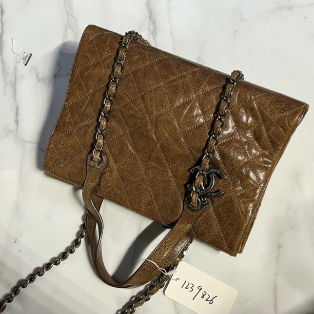 95新 Chanel/香奈儿 夏七中古/风琴tote单肩包1239826