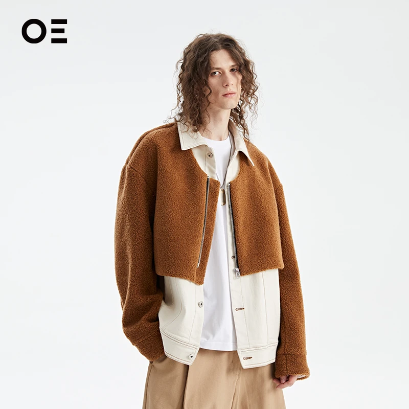 【明星同款】Organic Emotion｜OE冬季加厚泰迪绒拼牛仔夹克外套JH54