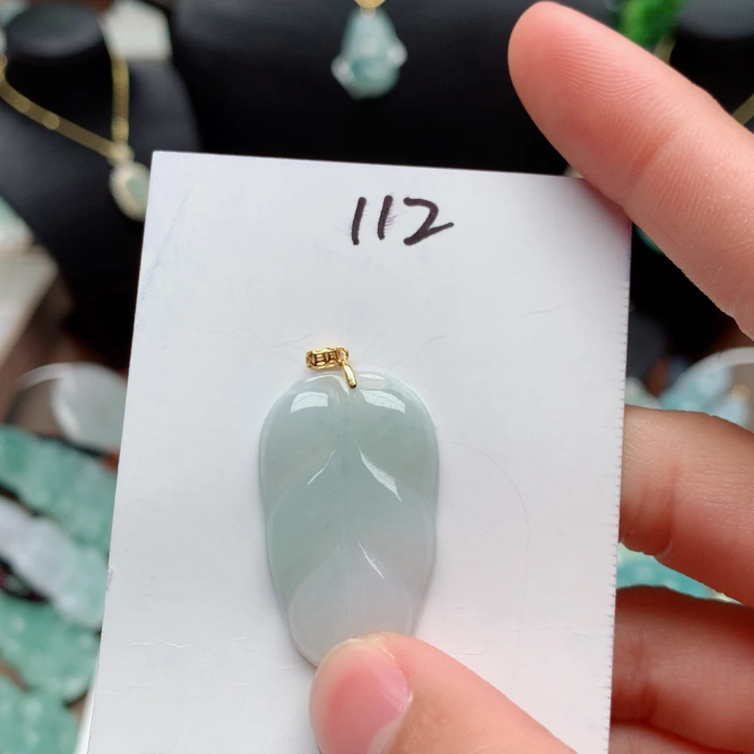 翡翠颈饰银S925镀金镶嵌吊坠