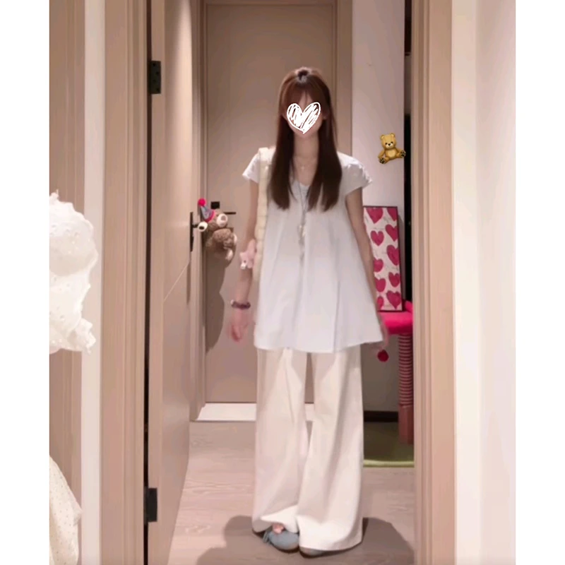 2025夏季新款奶蓝色包扣设计百褶短袖上衣韩系甜美衬衫女