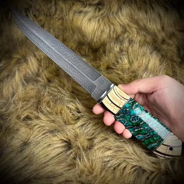 （千鸟）万层羽毛纹手工收藏刀