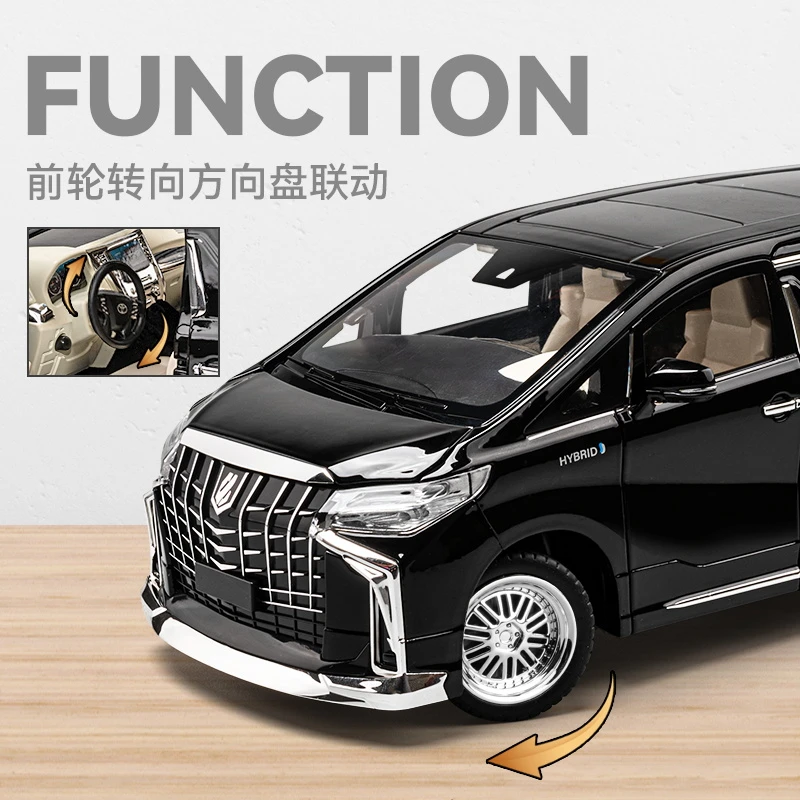 丰田埃尔法盒装1:18电动门男孩合金汽车模型车模摆件收藏玩具