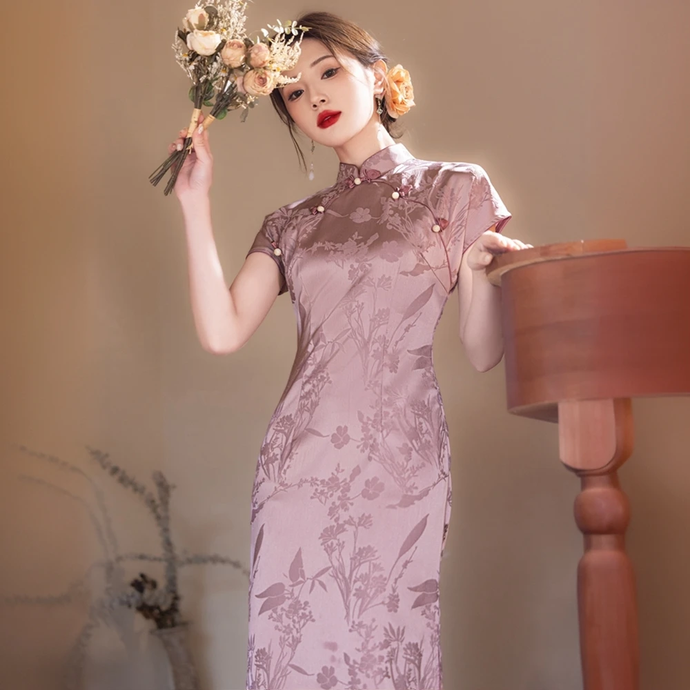 温婉气质双襟改良旗袍2025早春新款民国风大小姐修身连衣裙日常女