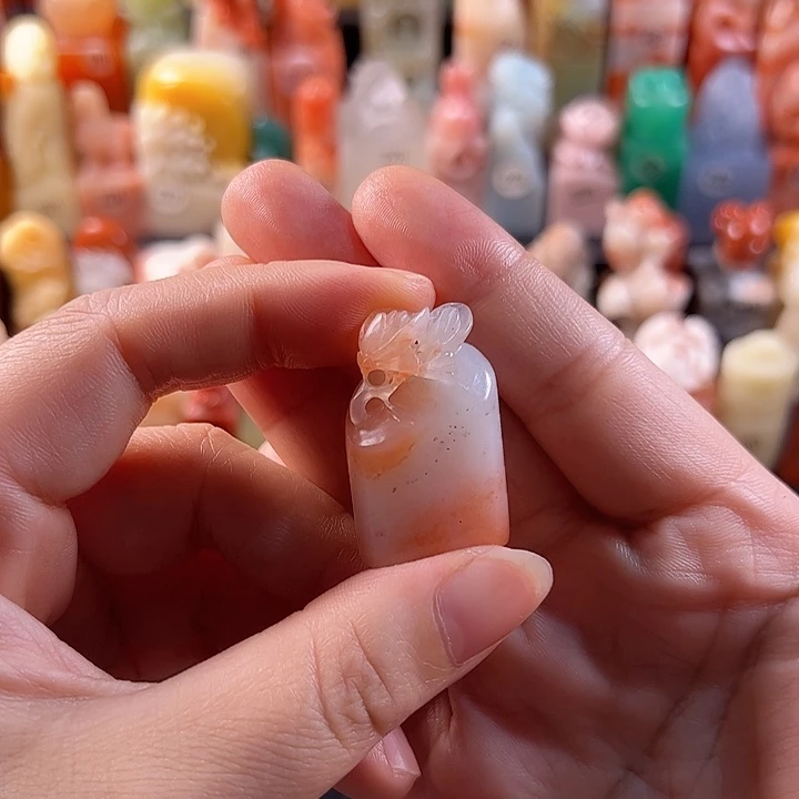老挝石印石手工定制，椭圆形，玉兰，包刻