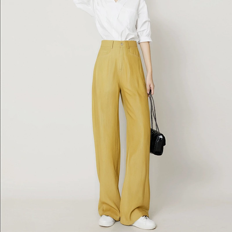 【透气亚麻】春夏亚麻窄版阔腿裤休闲百搭显腿直长裤复古高腰