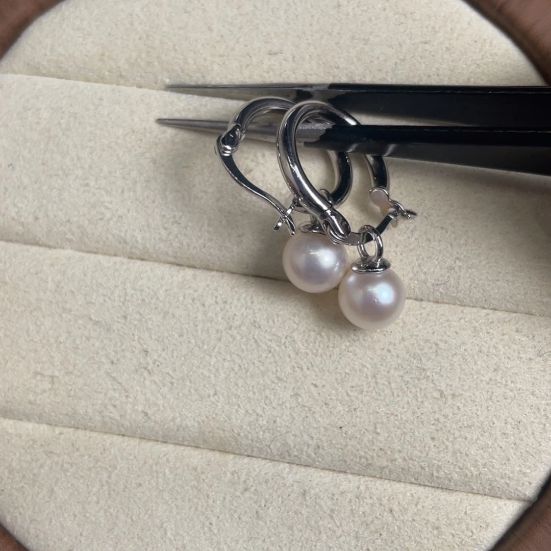 银S925镶嵌耳饰海水珍珠