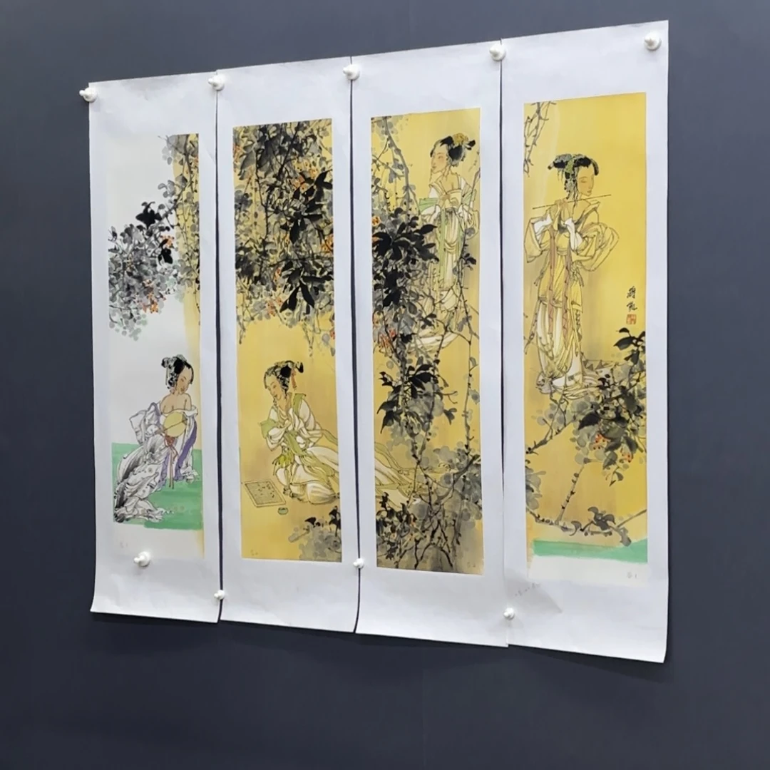 国画蒋凯四条屏艺