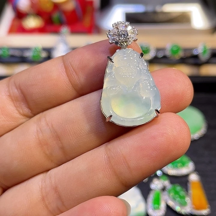 翡翠银S925镶嵌吊坠(不含链)