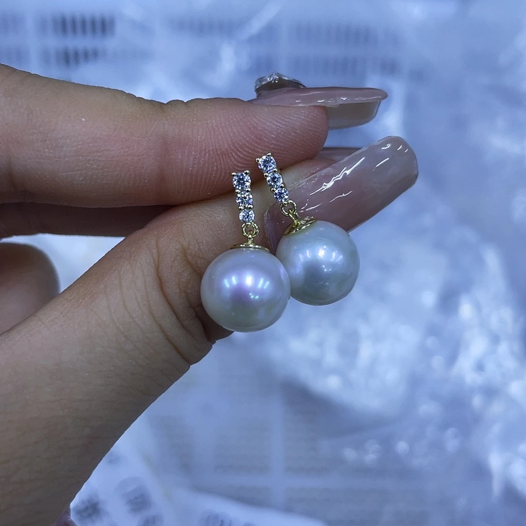 银S925镶嵌淡水珍珠耳饰