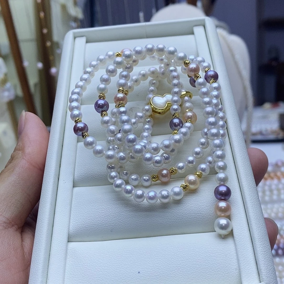 项链合金淡水珍珠叶**拉