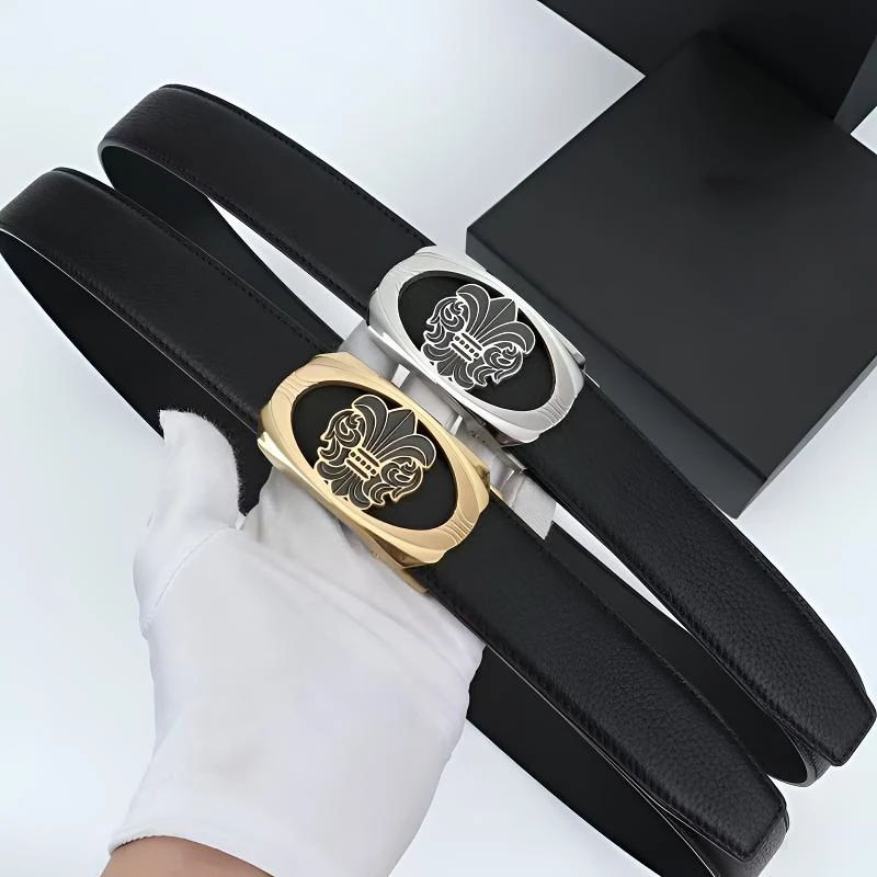 新款男士皮带双面头层牛皮商务腰带真皮休闲时尚潮男款裤带黑色