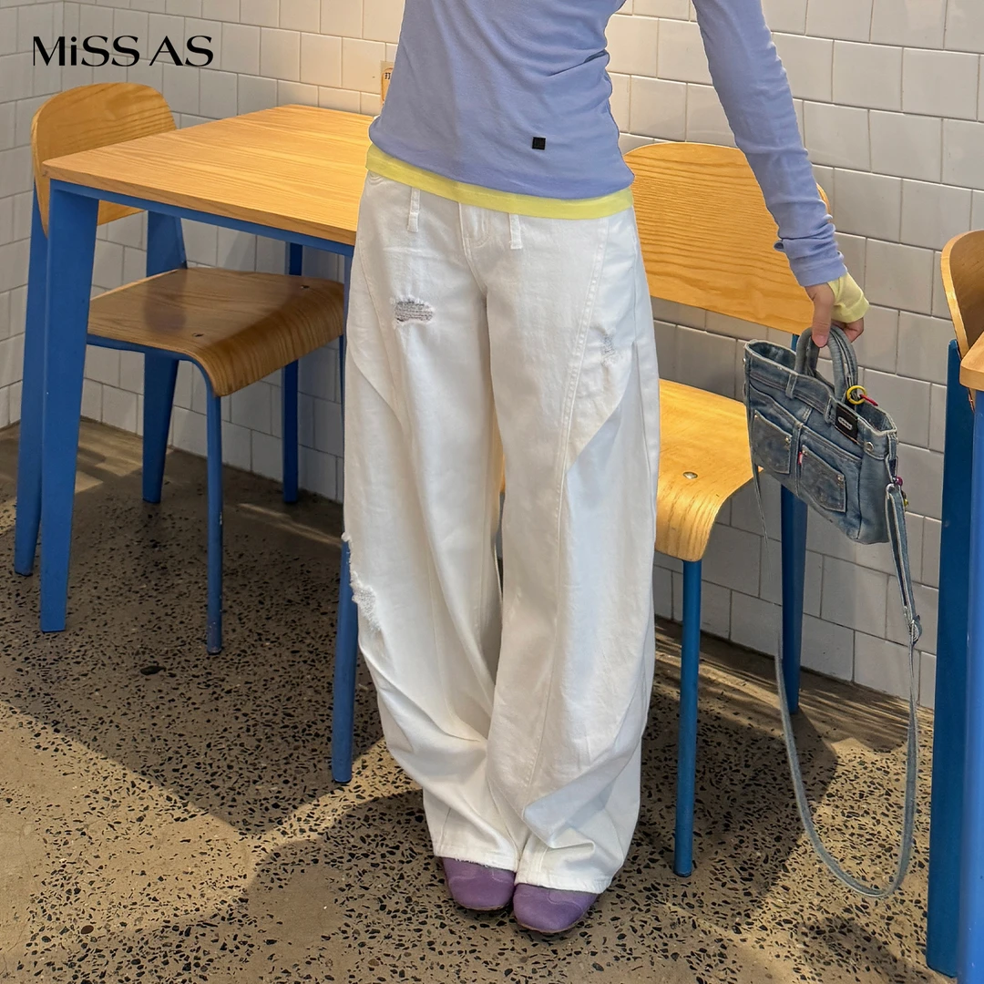 【SENSEAWEEK】小众百搭水洗破洞气球牛仔裤25春夏新品