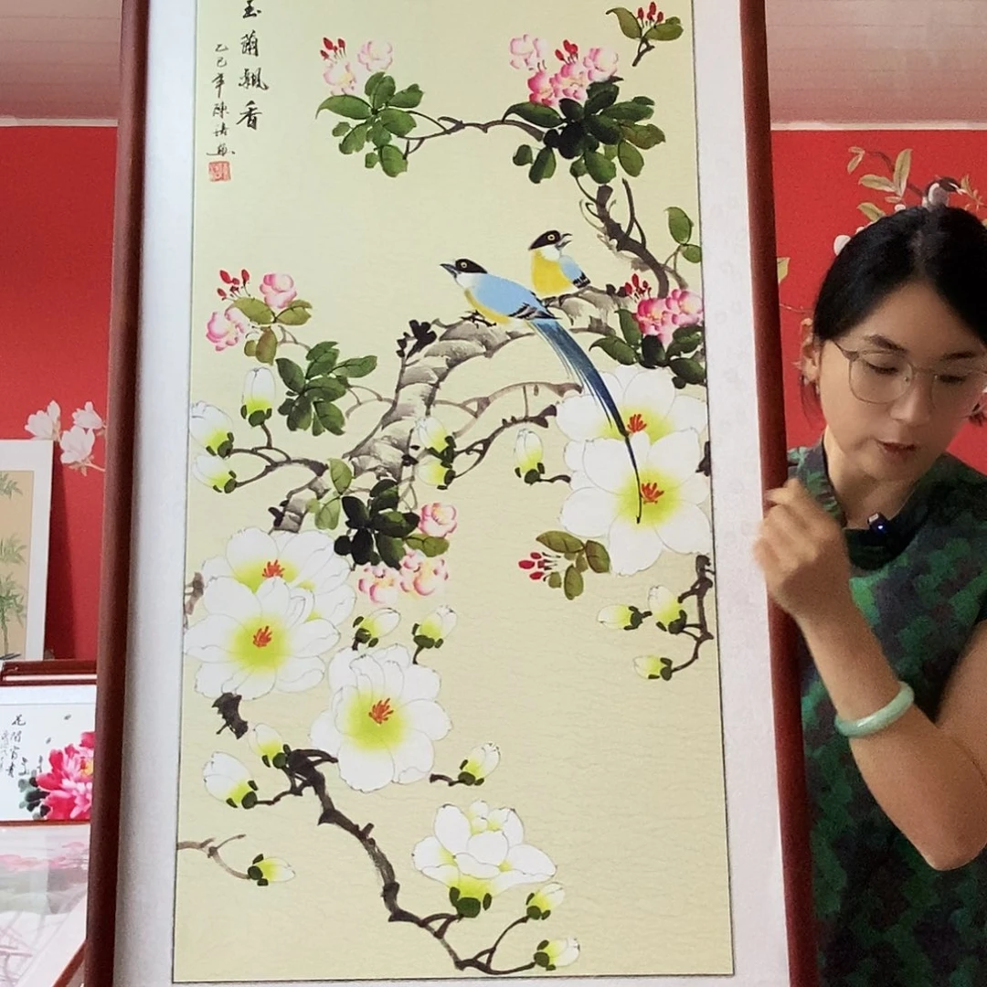 国画手写手绘带框包邮62✖️122国画作品