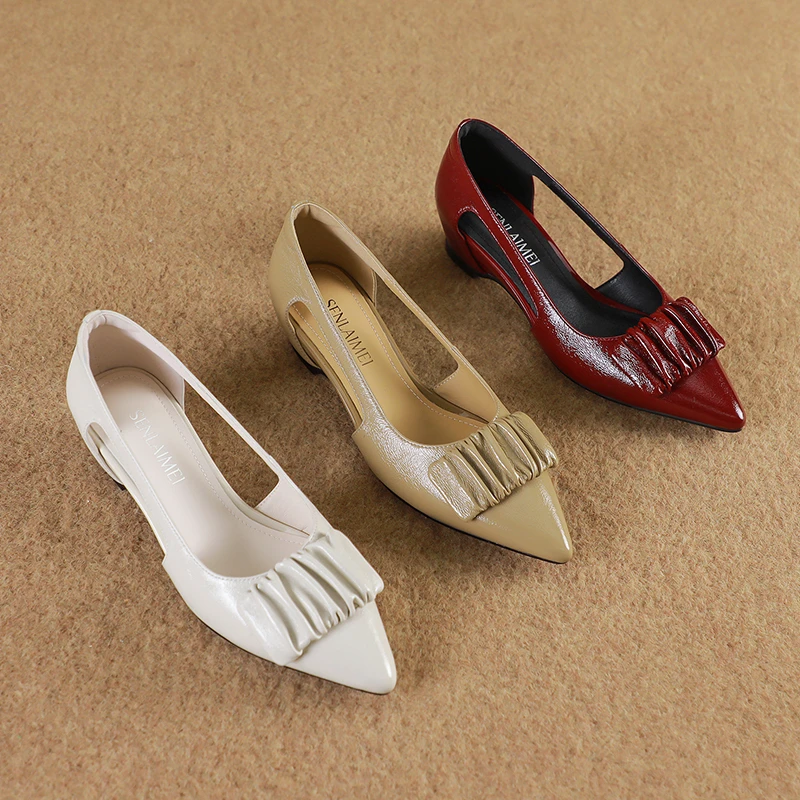 羊皮/4公分/34-40/9407夏季新款单鞋浅口镂空坡跟一脚蹬时尚女鞋