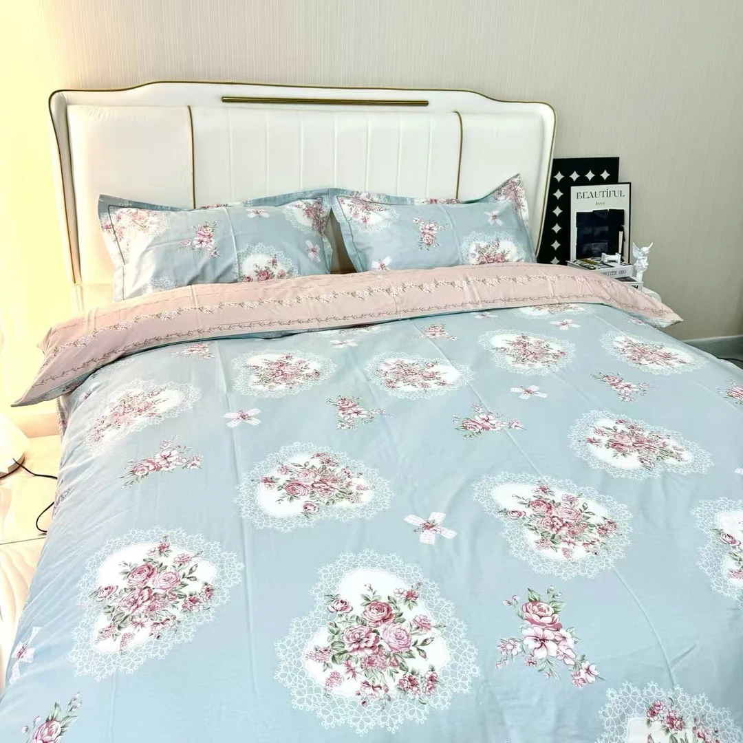 【花语】高端铂金款纯棉斜纹100棉活性印花加密加厚柔软亲肤