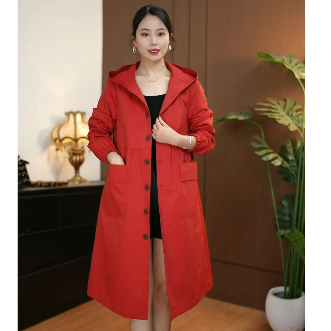 {正品双层}带里衬风衣外套女春秋季大口袋薄款中长款韩版宽松