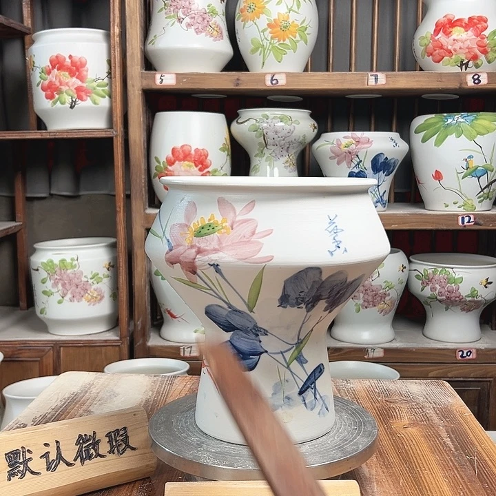 摆件高脚荷花新款陶瓷