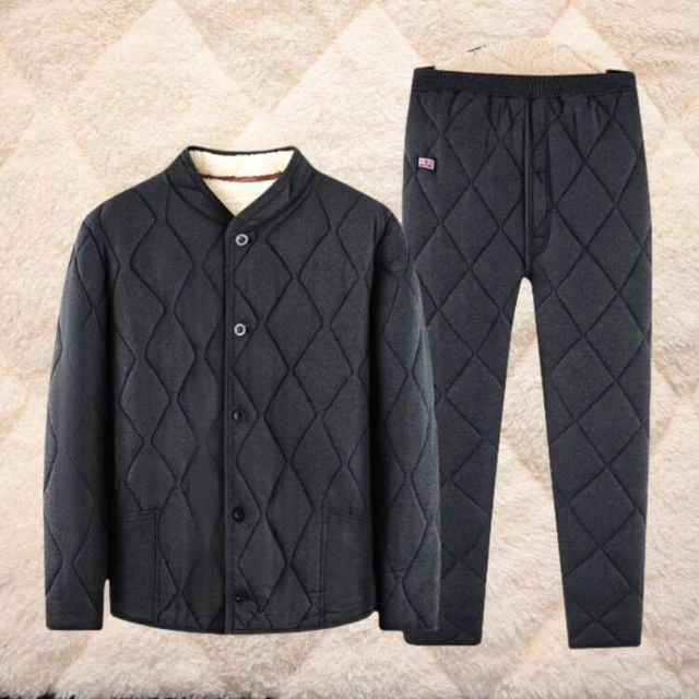 中老年人男士棉袄外穿冬季加厚棉服爸爸加绒保暖爷爷棉衣套装