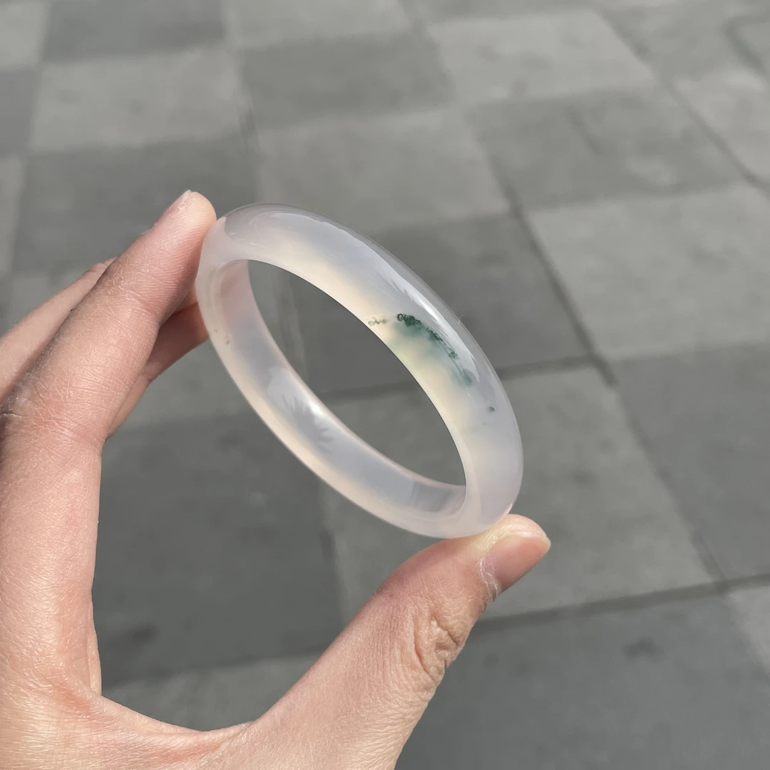 圈口55+正圈白月光飘绿海藻飘纹-玛瑙