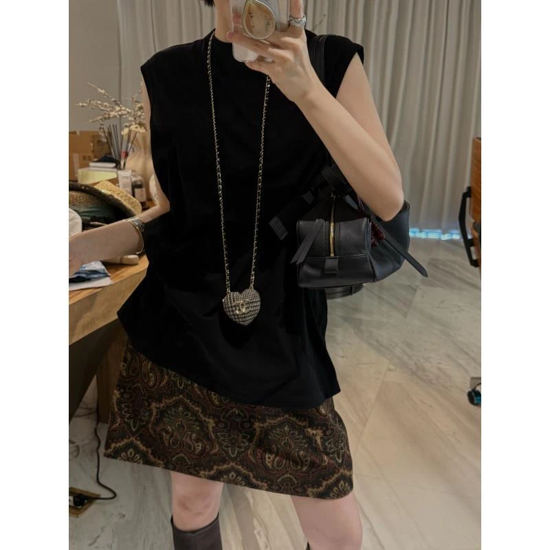 【小圆领背心】超显瘦小圆领无袖T恤背心 J25DX316