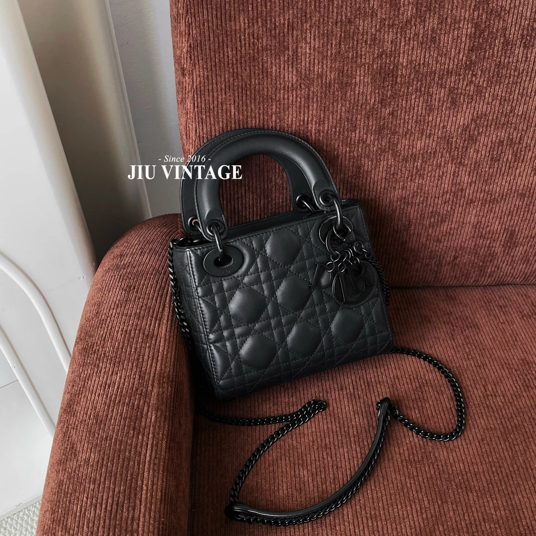99新 DIOR/迪奥 黑色三格磨砂戴妃20内编 JM14TH78-0007