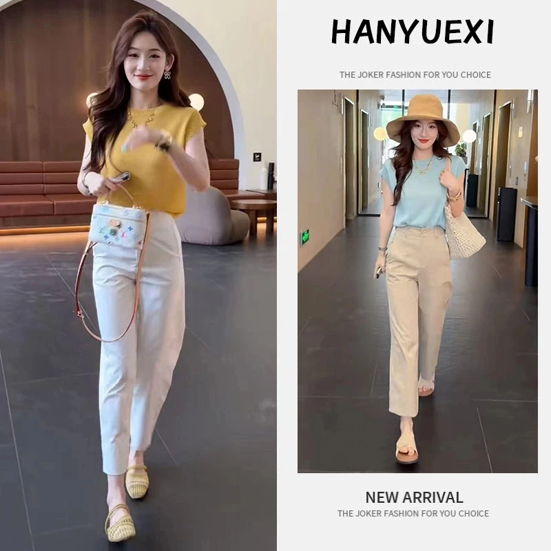 甜美流行穿搭新款夏季休闲短袖上衣修身减龄直筒女装禅意仙气飘飘