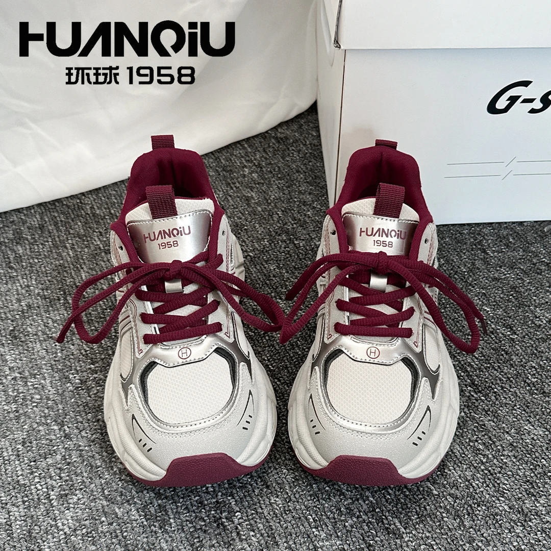 HUANQIU/环球老爹鞋女款2025爆款百搭运动潮流舒适韩版厚底休闲鞋
