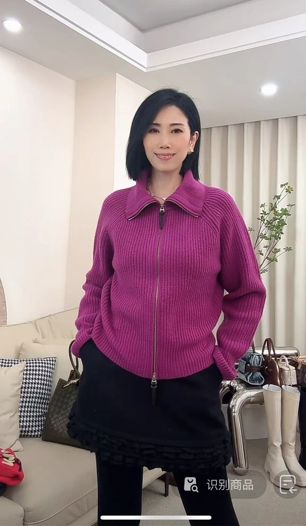 【柏卉服饰】高领拉链毛衣