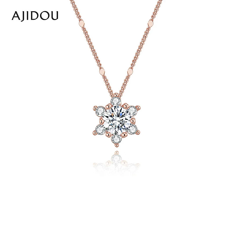 铜合金合成锆石项链 AJIDOU阿吉豆项链女款花朵闪耀锁骨链