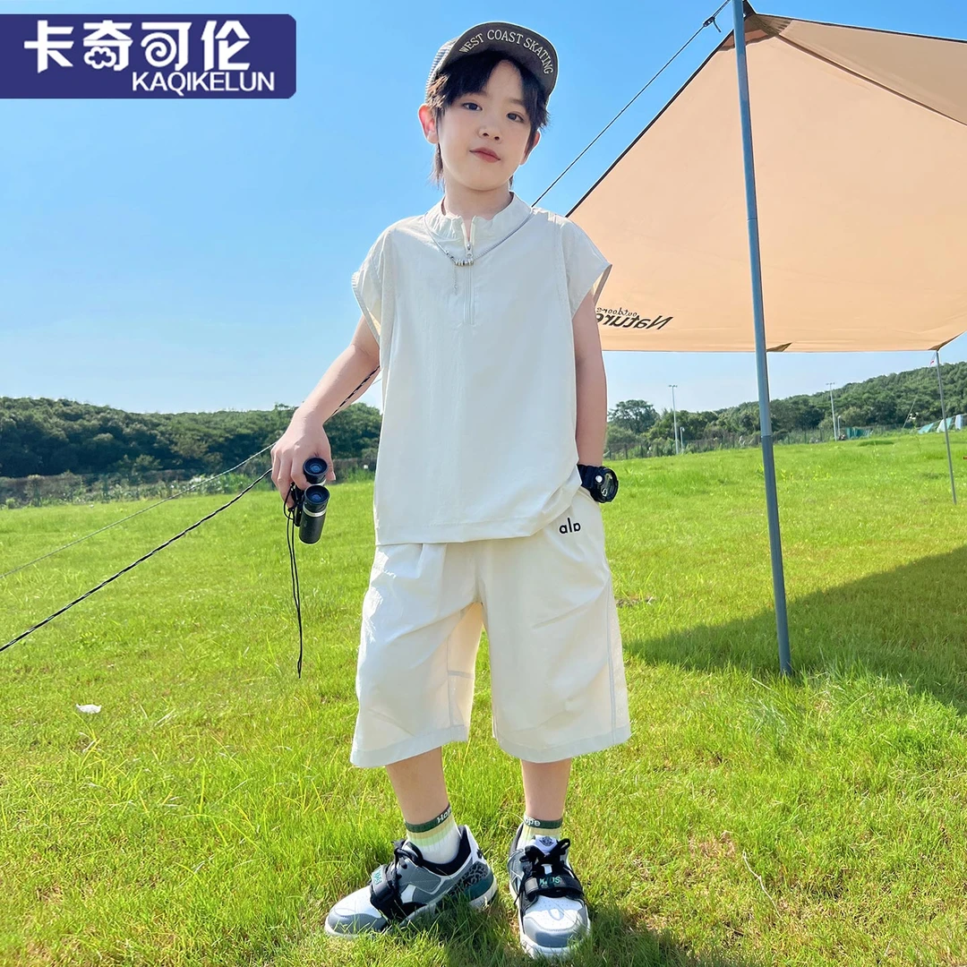 男童套装夏装2025新款儿童无袖夏季大童休闲童装男孩运动帅气衣服