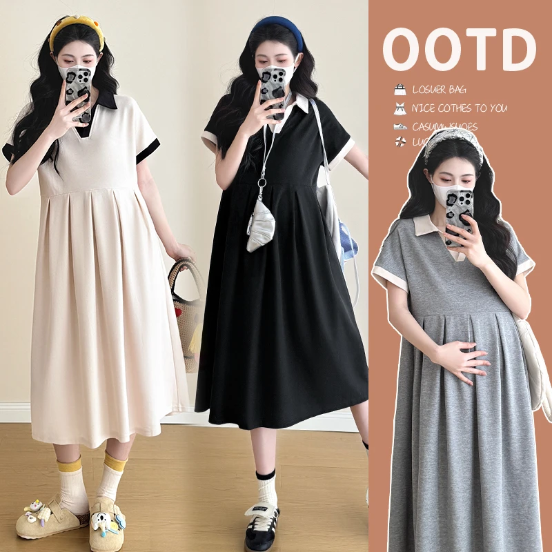 孕妇装夏装连衣裙2024新款宽松夏季裙时尚中长衬衣裙洋气时髦休闲