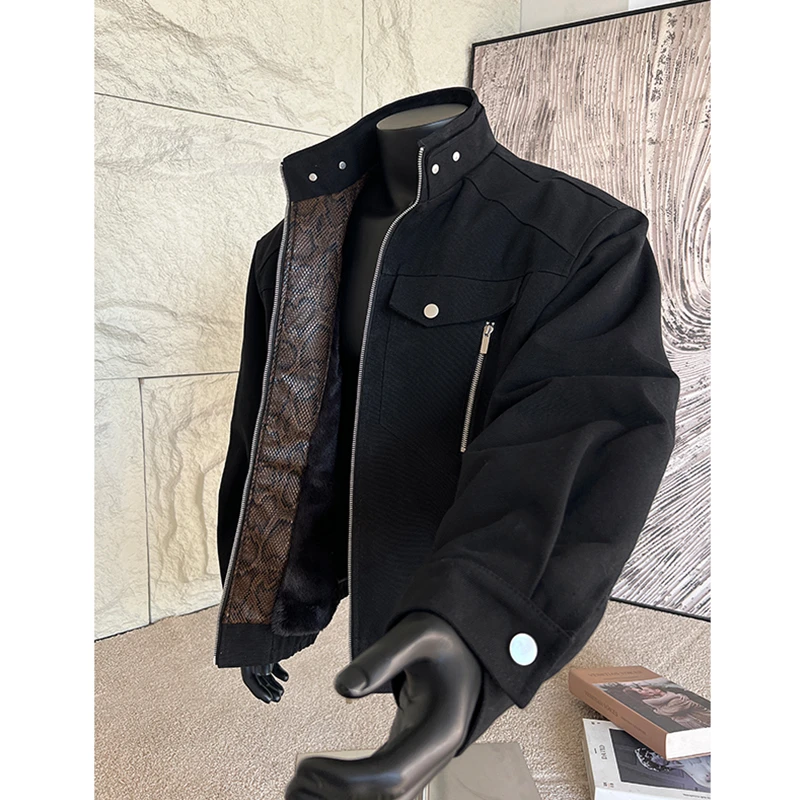 蛇年限定座山雕棉服男冬季加绒加厚立领工装外套cleanfit飞行夹克