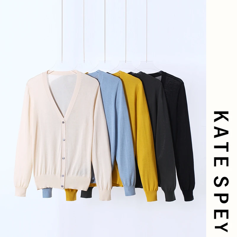 凯特丝蓓438#春季五色纯色女装针织开衫外套v领时尚