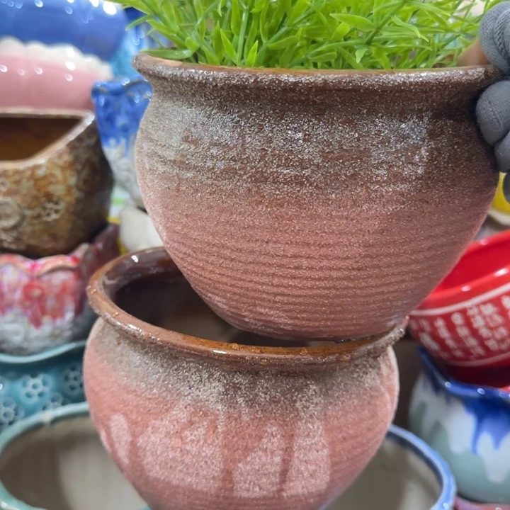 凑9块包邮，有孔，陶瓷花盆