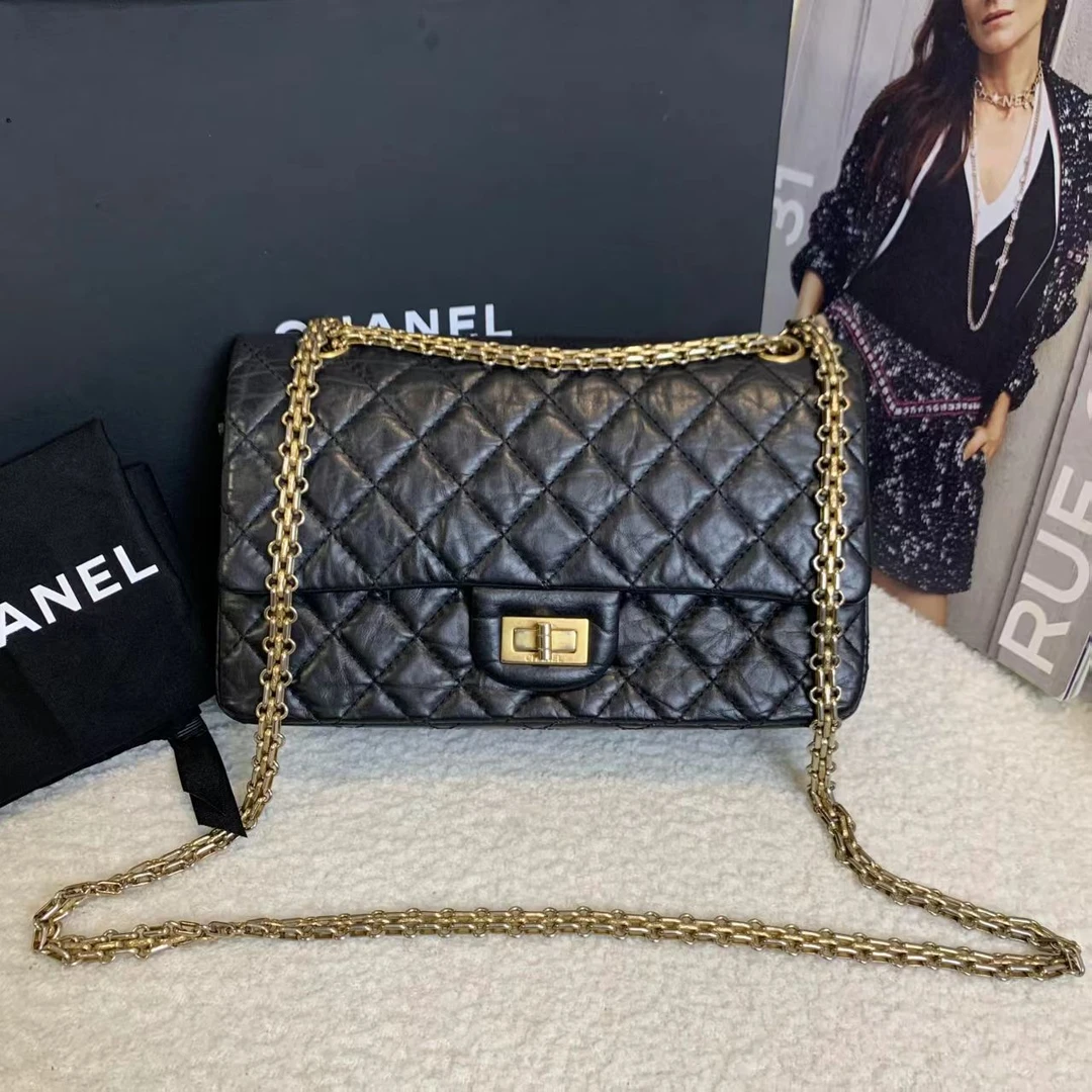 95新 Chanel/香奈儿 壹臻中古/黑金2.55小号 单肩包15开 41564630