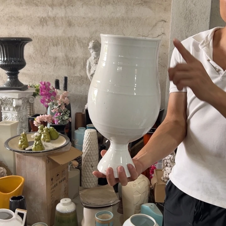 陶瓷花瓶摆件微瑕捡漏出高37宽15公分