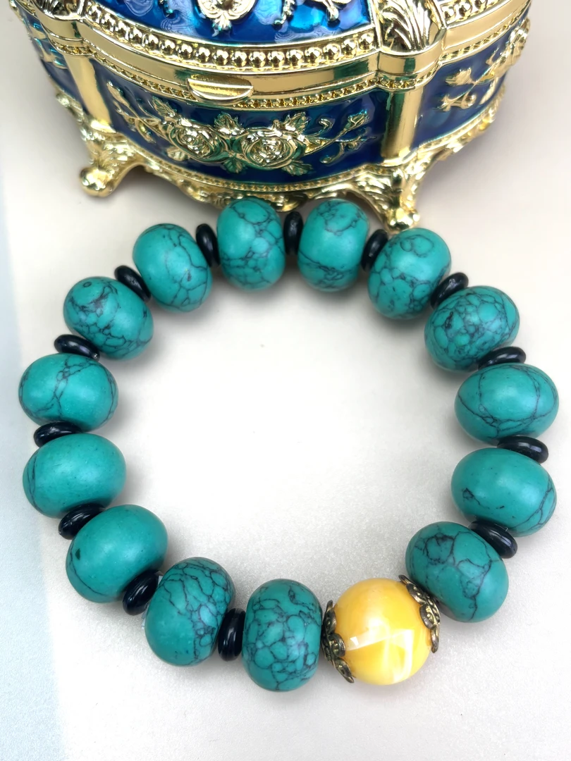 手链 【子鑫斋】绿s带一点黄手串